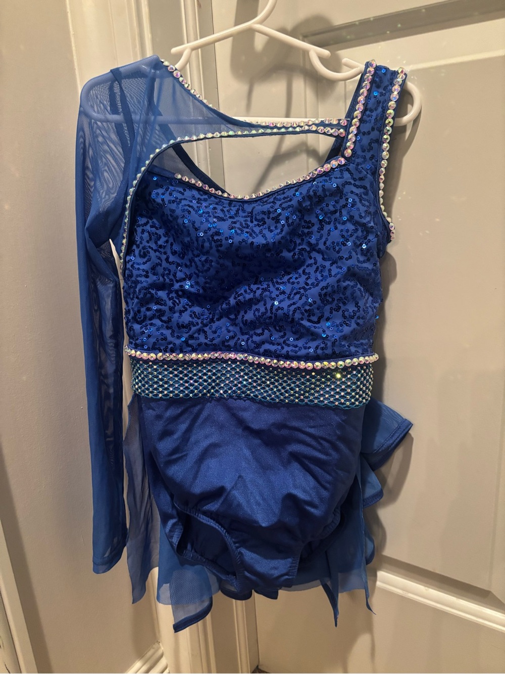 Weissman Royal Blue Sequin One-Shoulder Dance Costume